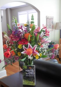 Flowers to celebrate book publication--tangible work!